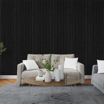 Wood Slat Panel - Charcoal Black Felt - 600mm x 2.4m Acoustic Panels
