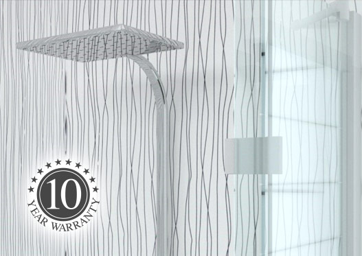 Shower cubicle fitted with Aquaboard PVC bathroom wall panels