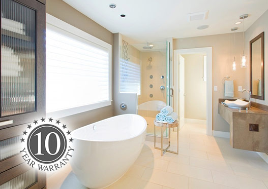 Ceiling panels fitted in stylish bathroom