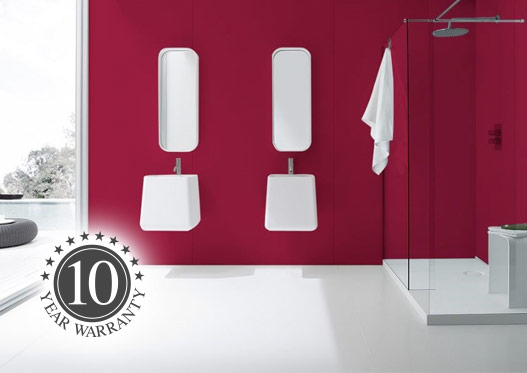 Modern bathroom decorated with dark cherry Proclad panels